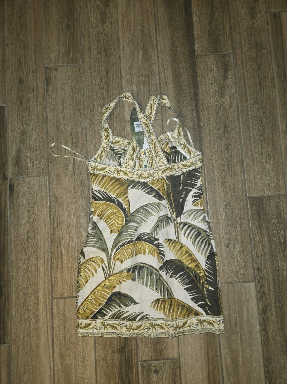 FARM Rio White Dress with Yellow, Olive and Brown Palm Print - Picture 13 of 14
